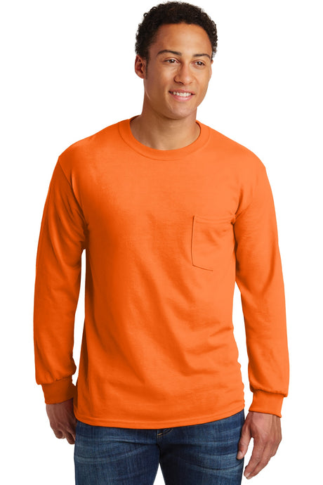 Gildan ®  - Ultra Cotton ®  100% US Cotton Long Sleeve T-Shirt with Pocket.  2410 - Gildan 2410