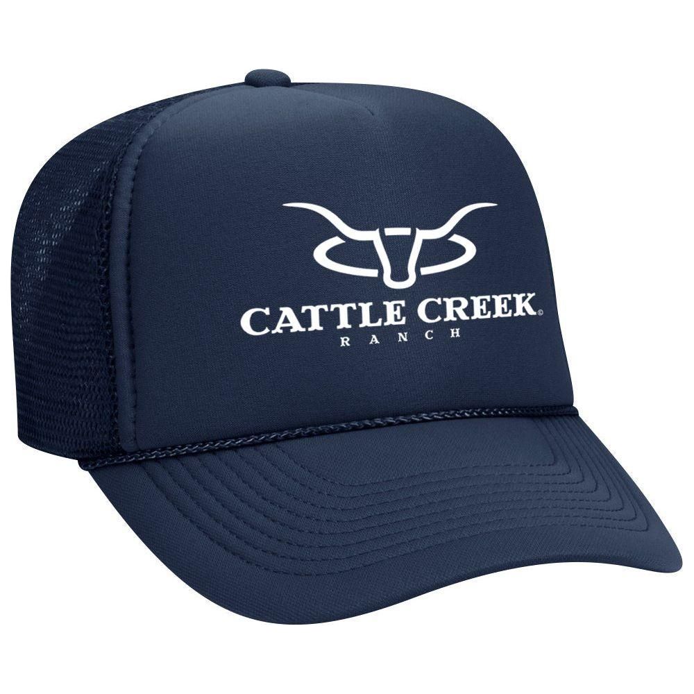 Cattle Creek Ranch Foam Snapback Trucker Hats Cattle Creek Navy/White Logo