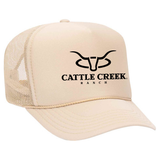 Cattle Creek Ranch Foam Snapback Trucker Hats Cattle Creek Tan/Black Logo
