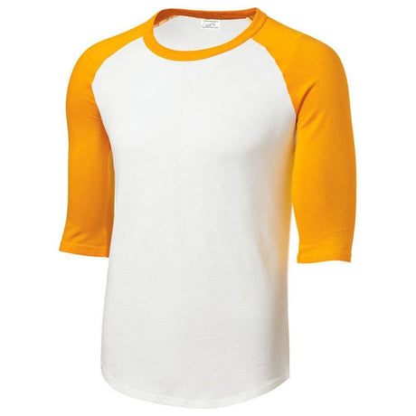 Mens 3/4 Sleeve Cotton Baseball Tee Shirts - Adult XS to 6X - White/Gold Joe's USA White/Gold X-Small