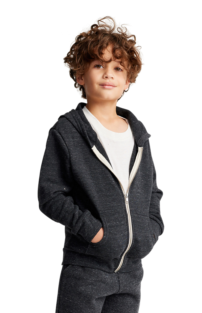 Royal Apparel 25020 Youth Triblend Fleece Zip Hoodie - Tri Onyx