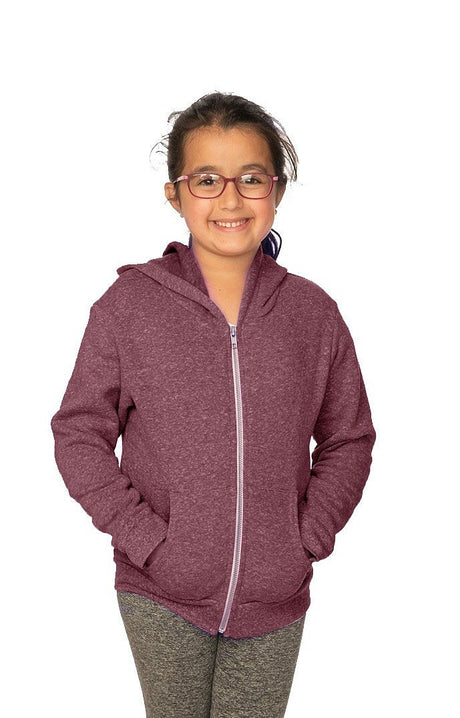 Royal Apparel 25020 Youth Triblend Fleece Zip Hoodie - Tri Burgundy