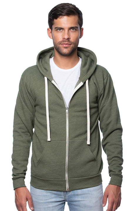 Royal Apparel 25050 Unisex Triblend Fleece Zip Hoodie - Tri Army