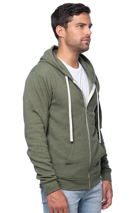 Royal Apparel 25050 Unisex Triblend Fleece Zip Hoodie - Tri Army