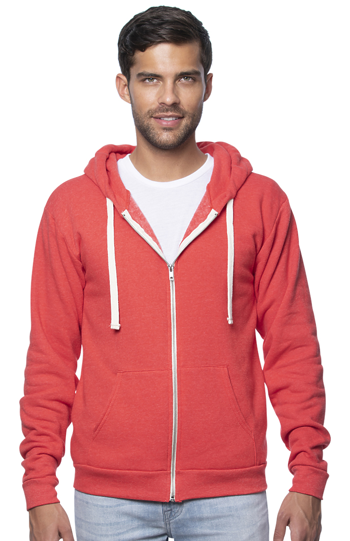 Royal Apparel 25050 Unisex Triblend Fleece Zip Hoodie - Tri Red