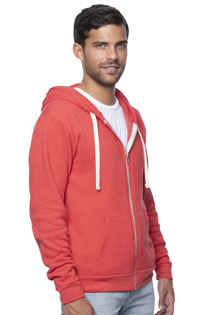 Royal Apparel 25050 Unisex Triblend Fleece Zip Hoodie - Tri Red