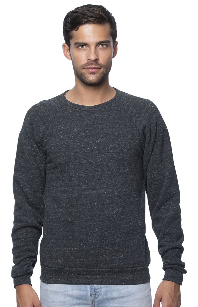Royal Apparel 25059 Unisex Triblend Fleece Raglan Crew Sweatshirt - Tri Onyx