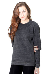 Royal Apparel 25059 Unisex Triblend Fleece Raglan Crew Sweatshirt - Tri Onyx