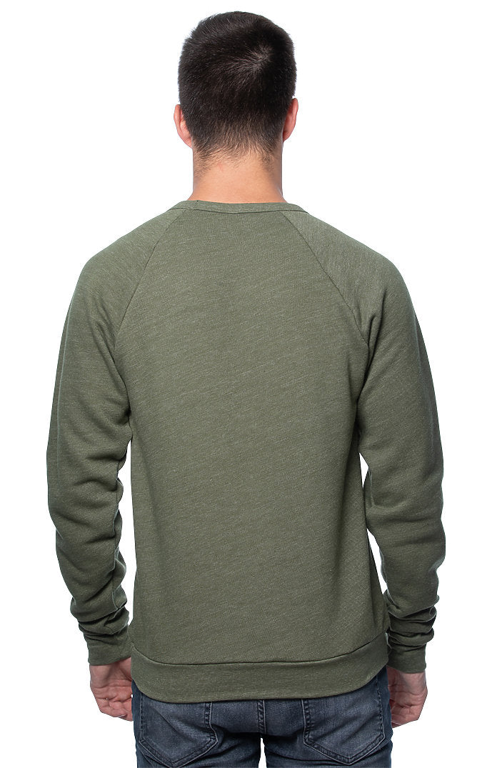 Royal Apparel 25059 Unisex Triblend Fleece Raglan Crew Sweatshirt - Tri Army