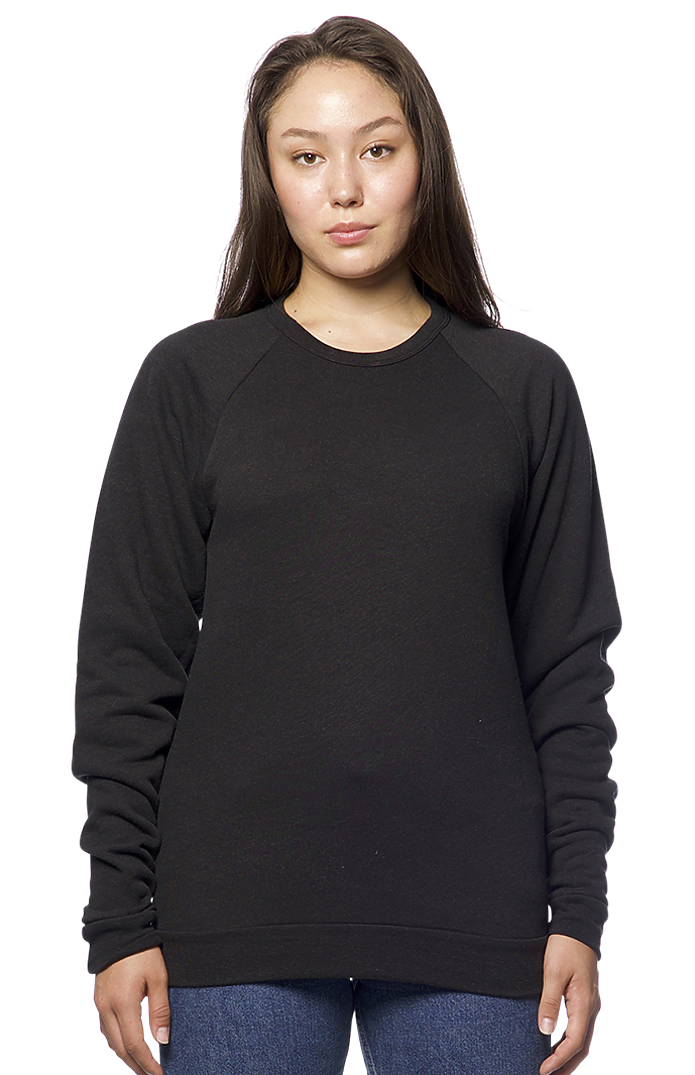 Royal Apparel 25059 Unisex Triblend Fleece Raglan Crew Sweatshirt - Tri Black