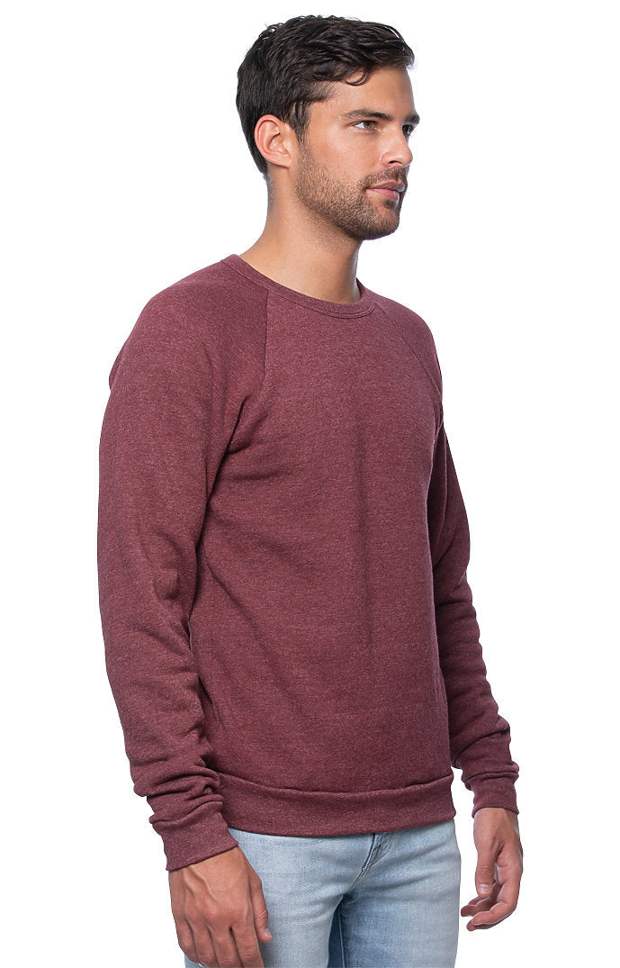 Royal Apparel 25059 Unisex Triblend Fleece Raglan Crew Sweatshirt - Tri Burgundy