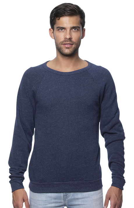Royal Apparel 25059 Unisex Triblend Fleece Raglan Crew Sweatshirt - Tri Denim Navy