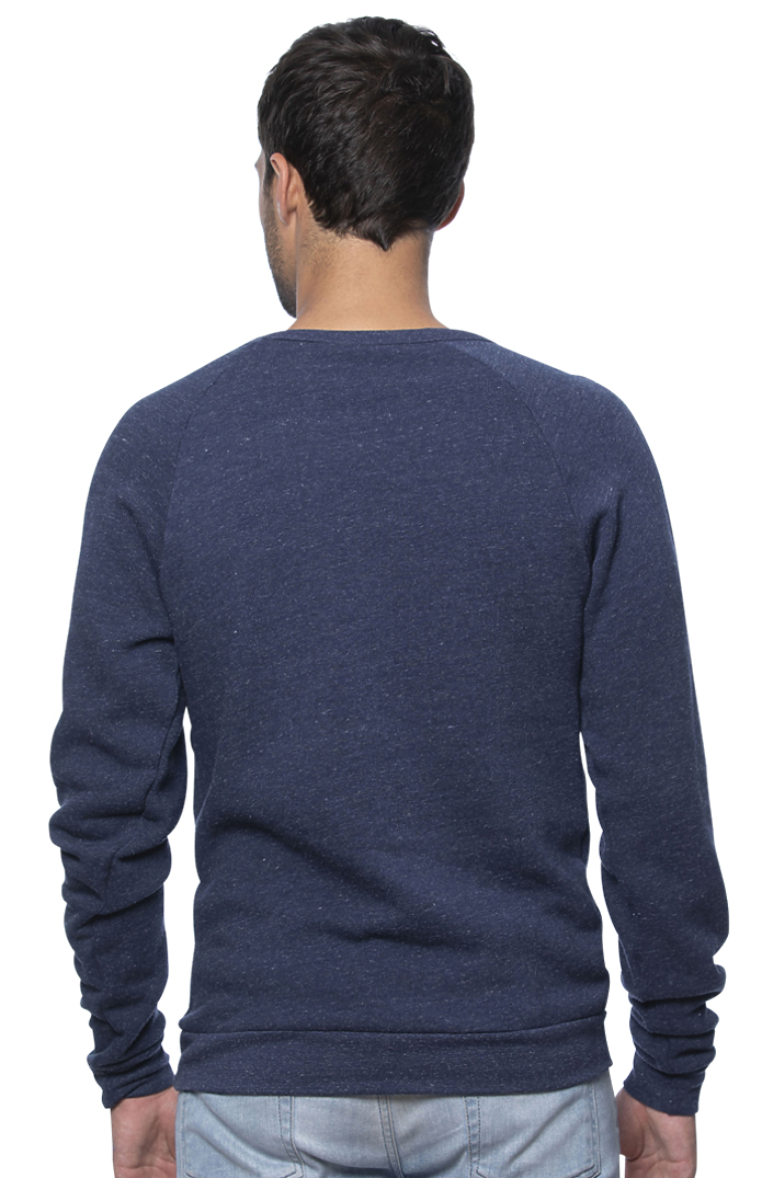 Royal Apparel 25059 Unisex Triblend Fleece Raglan Crew Sweatshirt - Tri Denim Navy