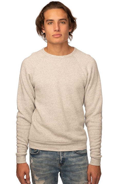 Royal Apparel 25059 Unisex Triblend Fleece Raglan Crew Sweatshirt - Tri Oatmeal