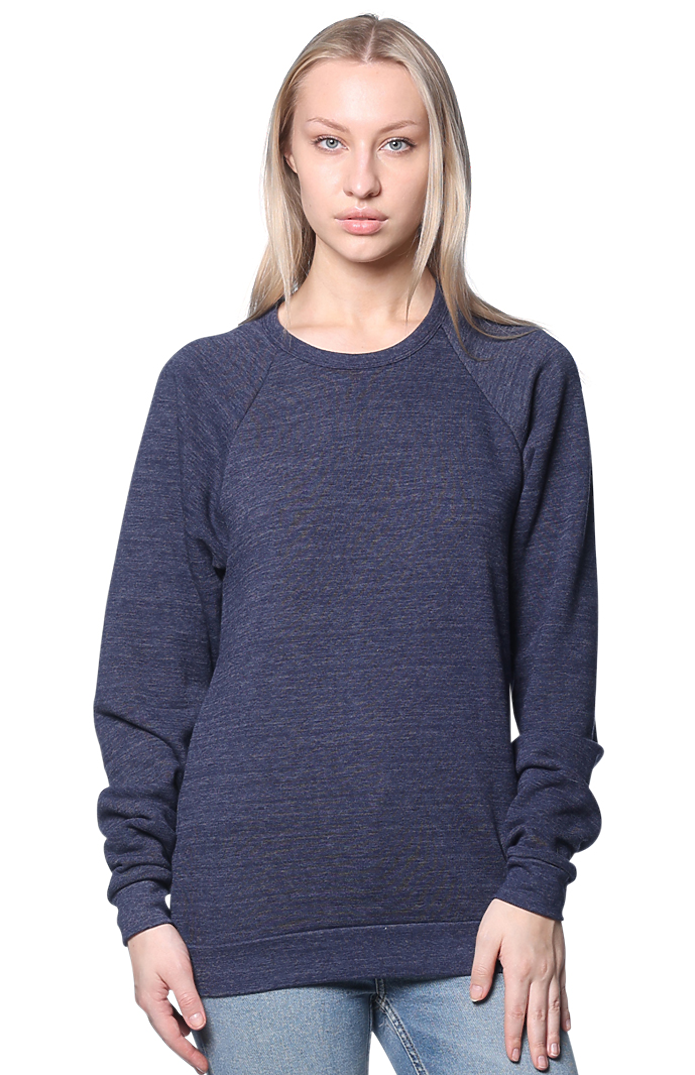 Royal Apparel 25059 Unisex Triblend Fleece Raglan Crew Sweatshirt - Tri True Navy