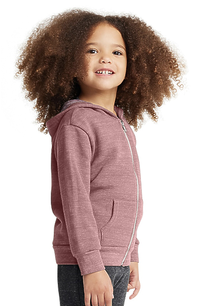 Royal Apparel 25060 Toddler Triblend Fleece Zip Hoodie - Tri Desert Rose