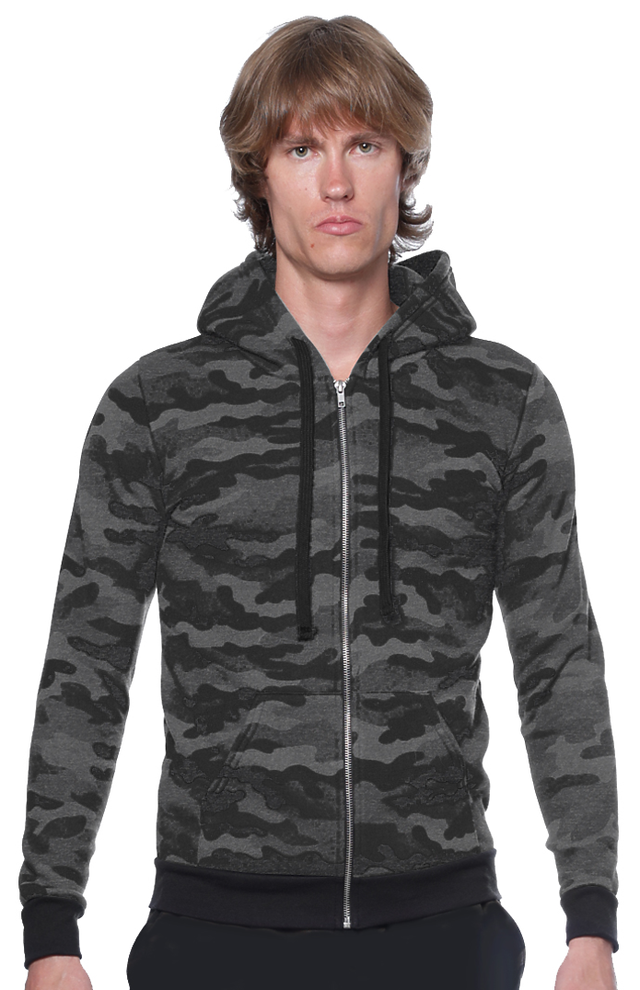 Royal Apparel 25150VCM Unisex Triblend Full Zip Camo Hoody - Vintage Grey Camo