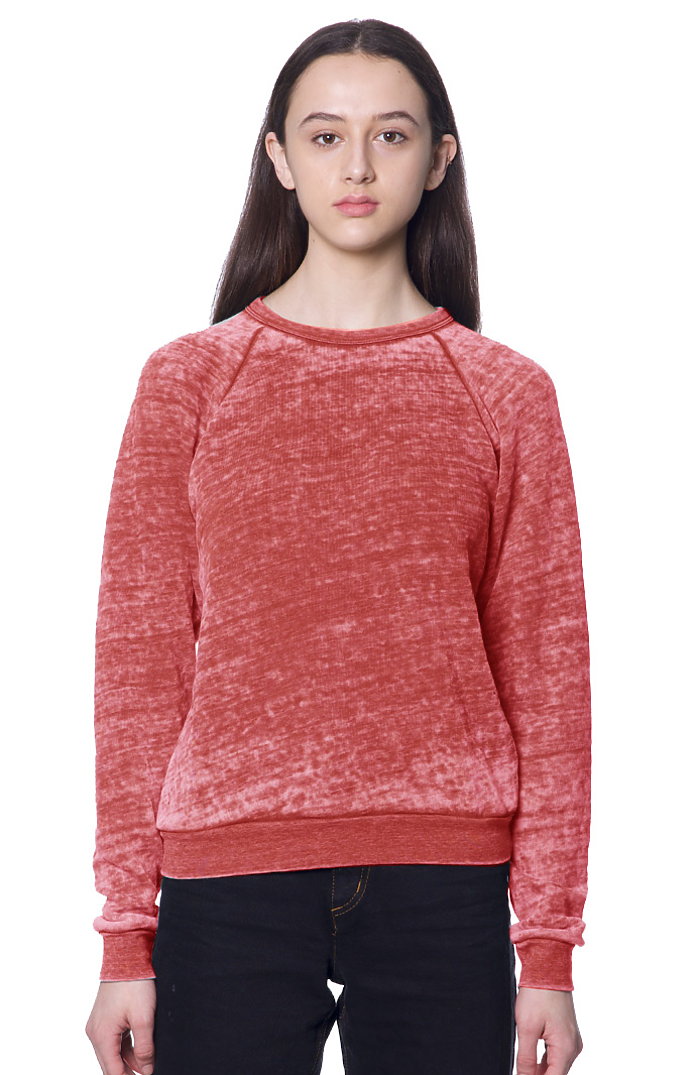 Royal Apparel 25159BO Unisex Burnout Triblend Raglan Crew Sweatshirt - Tri Red