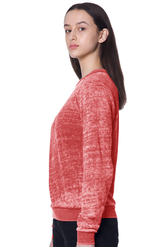 Royal Apparel 25159BO Unisex Burnout Triblend Raglan Crew Sweatshirt - Tri Red