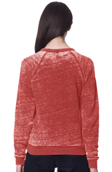 Royal Apparel 25159BO Unisex Burnout Triblend Raglan Crew Sweatshirt - Tri Red