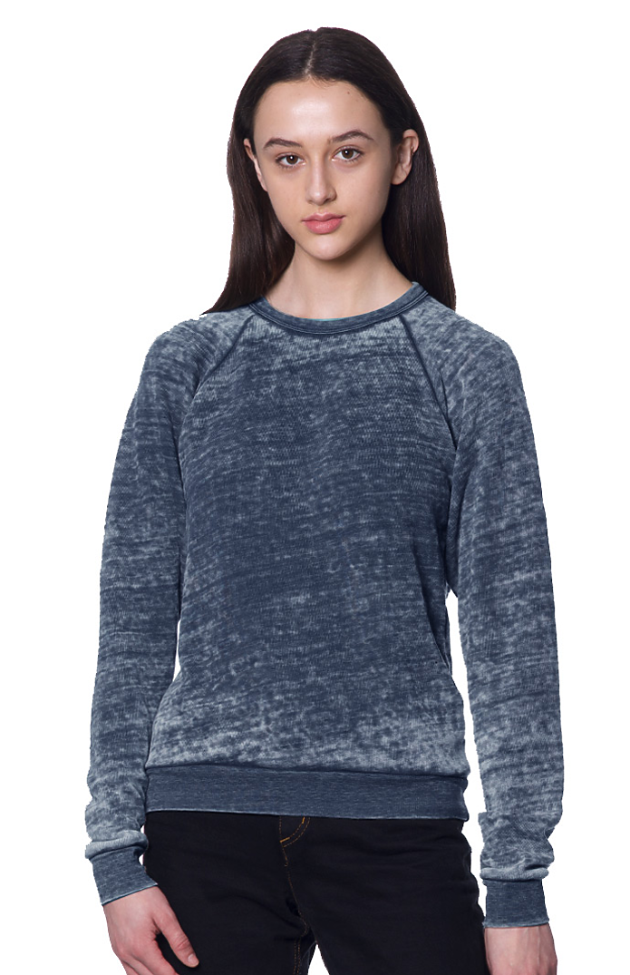 Royal Apparel 25159BO Unisex Burnout Triblend Raglan Crew Sweatshirt - Tri True Navy