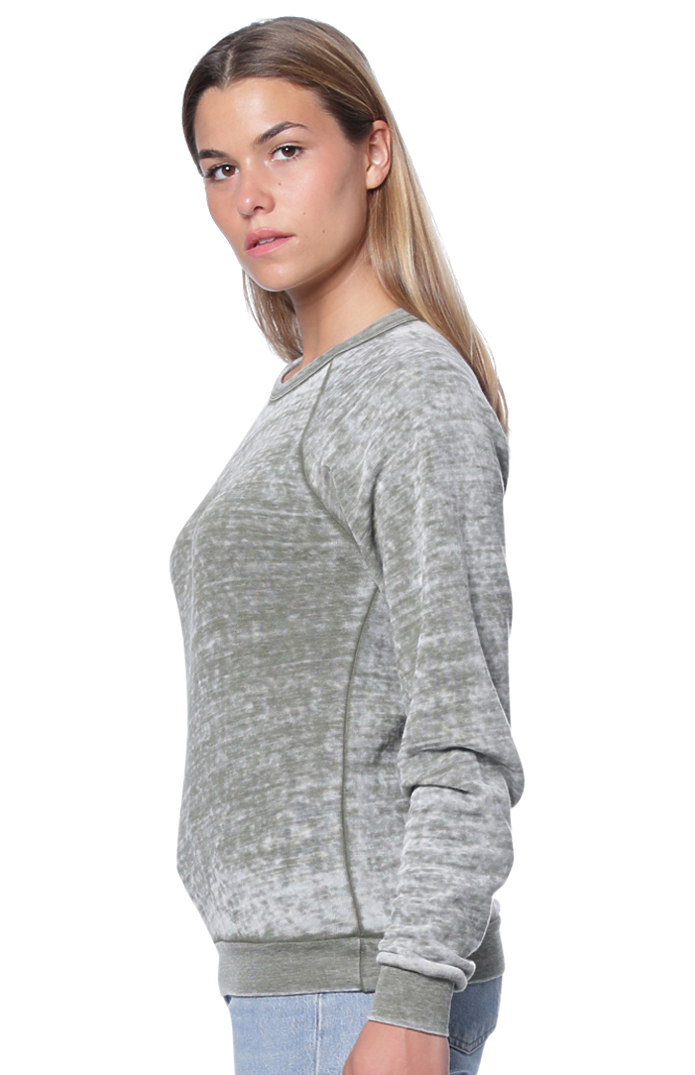 Royal Apparel 25159BO Unisex Burnout Triblend Raglan Crew Sweatshirt - Tri Army