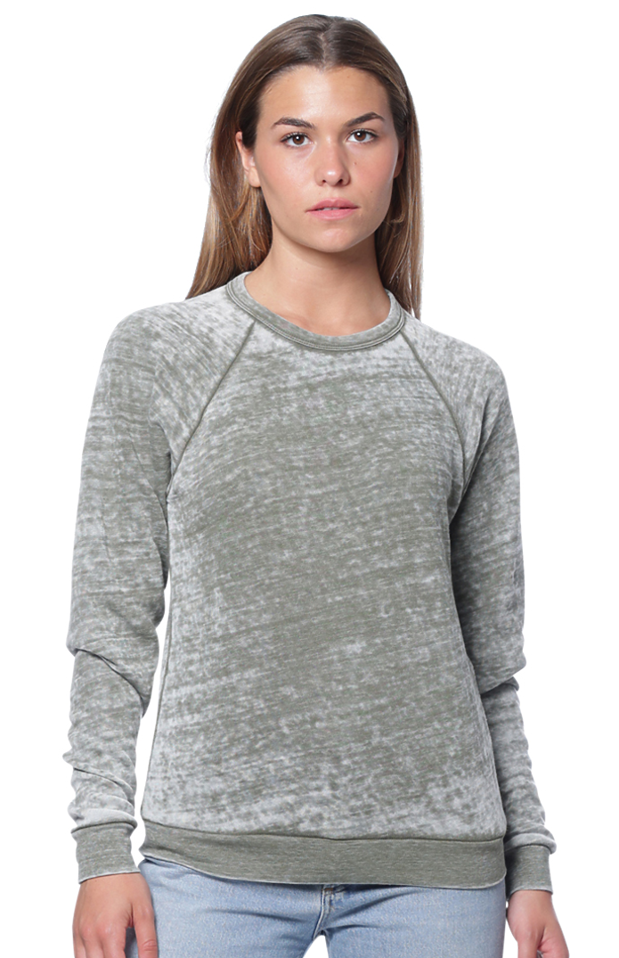Royal Apparel 25159BO Unisex Burnout Triblend Raglan Crew Sweatshirt - Tri Army