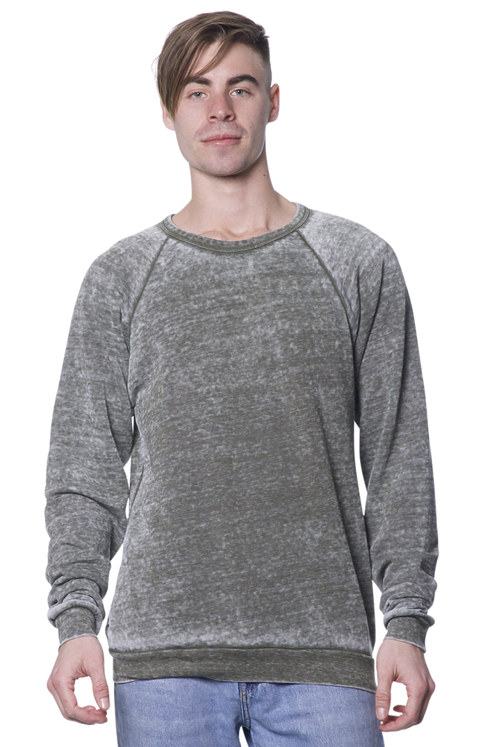 Royal Apparel 25159BO Unisex Burnout Triblend Raglan Crew Sweatshirt - Tri Army