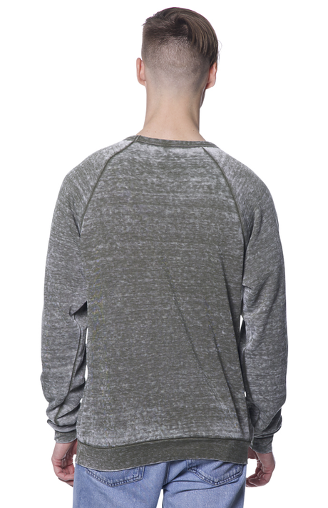 Royal Apparel 25159BO Unisex Burnout Triblend Raglan Crew Sweatshirt - Tri Army