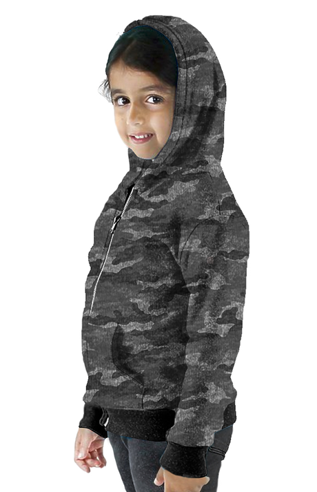 Royal Apparel 25160VCM Toddler Triblend Full Zip Camo Hoody - Vintage Grey Camo