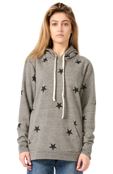 Royal Apparel 25555VST Unisex Triblend Pullover Star Hoody - Vtg Gry Star Black