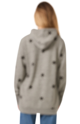 Royal Apparel 25555VST Unisex Triblend Pullover Star Hoody - Vtg Gry Star Black