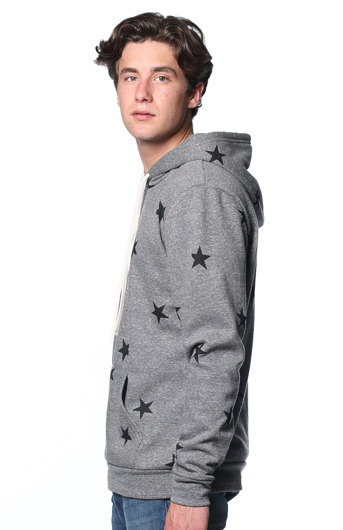 Royal Apparel 25555VST Unisex Triblend Pullover Star Hoody - Vtg Gry Star Black