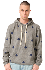Royal Apparel 25555VST Unisex Triblend Pullover Star Hoody - Vntg Gry Star Navy