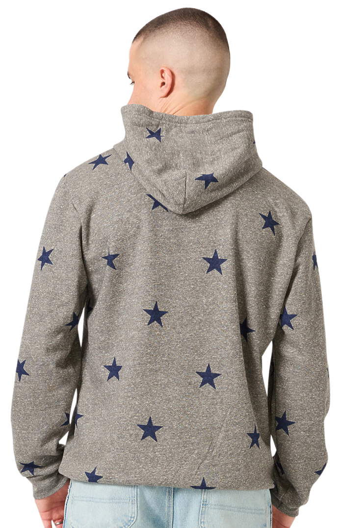 Royal Apparel 25555VST Unisex Triblend Pullover Star Hoody - Vntg Gry Star Navy