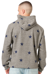 Royal Apparel 25555VST Unisex Triblend Pullover Star Hoody - Vntg Gry Star Navy