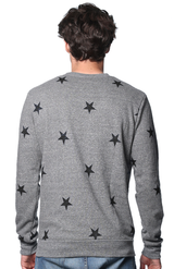 Royal Apparel 25559VST Unisex Triblend Crew Star Sweatshirt - Vtg Gry Star Black