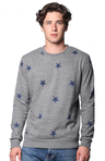 Royal Apparel 25559VST Unisex Triblend Crew Star Sweatshirt - Vntg Gry Star Navy