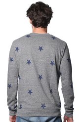 Royal Apparel 25559VST Unisex Triblend Crew Star Sweatshirt - Vntg Gry Star Navy