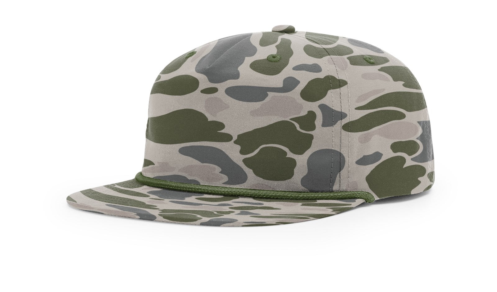 Richardson PRINTED Umpqua Snapback Cap - Richardson 256P Richardson Marsh Duck Camo w/ Army Olive Rope Adjustable