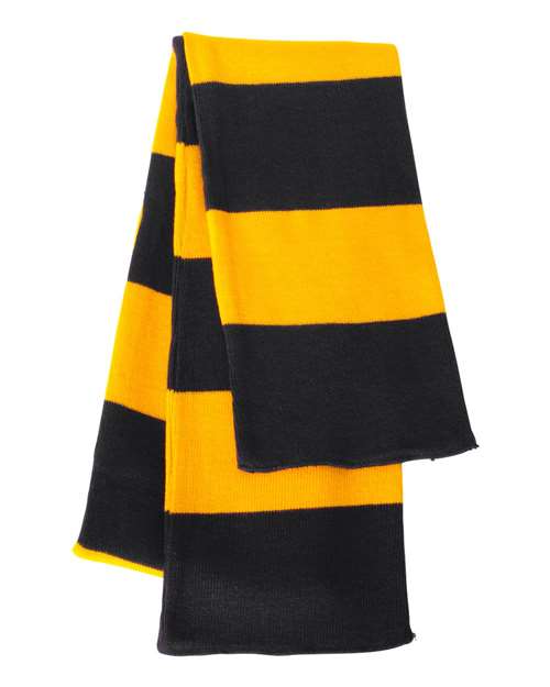 Sportsman Rugby-Striped Knit Scarf - Sportsman SP02 Sportsman Black/ Gold One Size