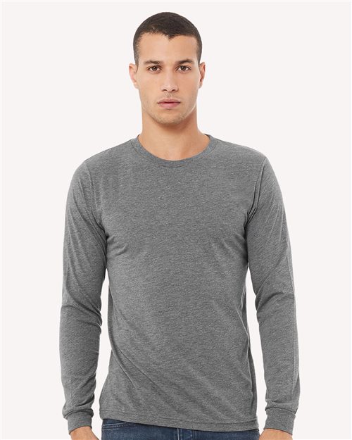 BELLA + CANVAS Triblend Long Sleeve Tee - Athletic Grey Triblend - BELLA + CANVAS 3513 BELLA + CANVAS