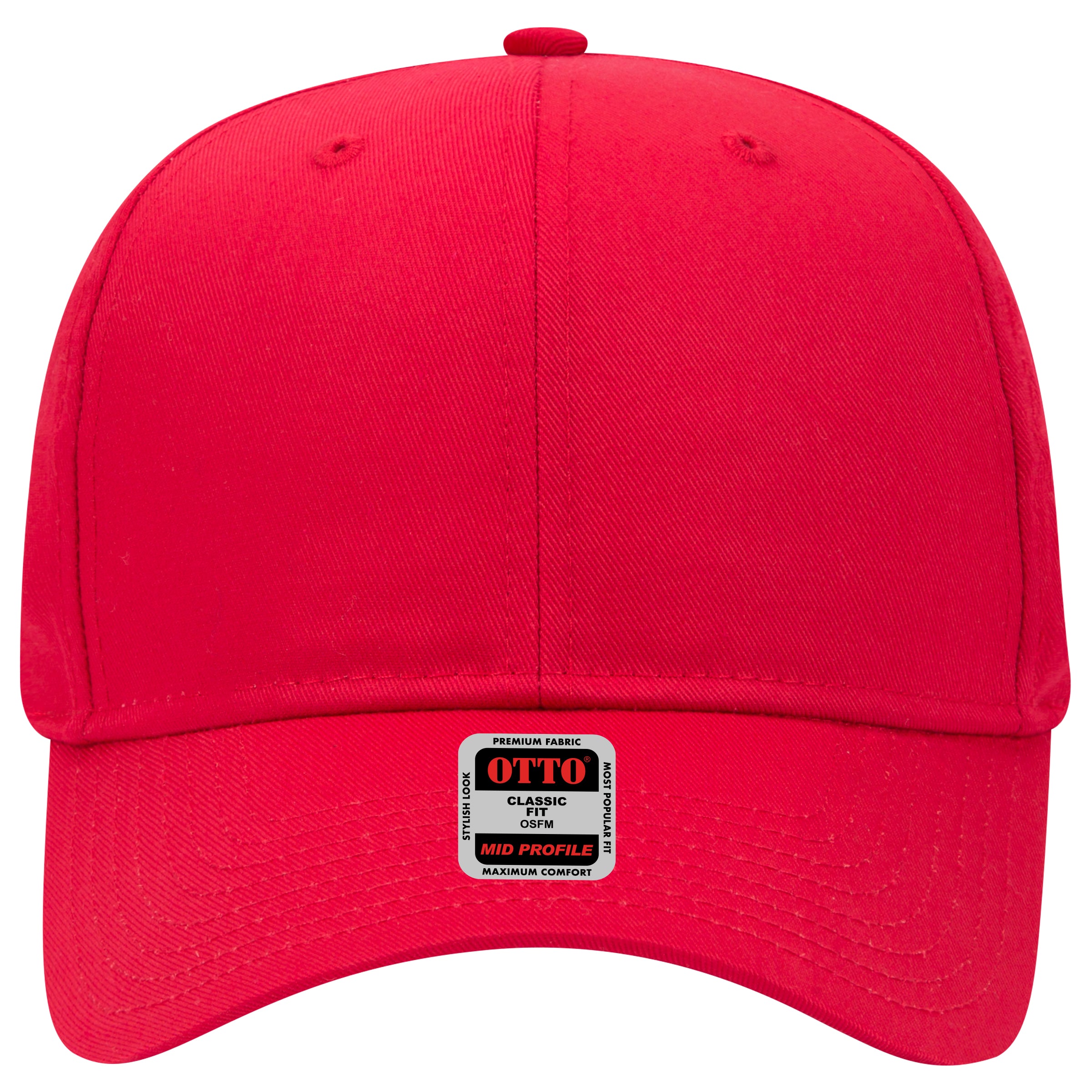 OTTO CAP 6 Panel Mid Profile Baseball Cap OTTO 27-079 Otto Cap 002 - Red OSFM - Adult