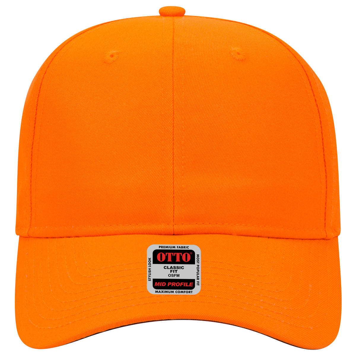 OTTO CAP 6 Panel Mid Profile Baseball Cap OTTO 27-079 Otto Cap 009 - N. Orange OSFM - Adult