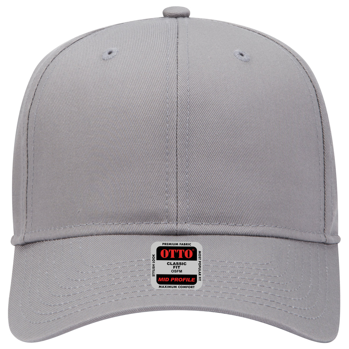 OTTO CAP 6 Panel Mid Profile Baseball Cap OTTO 27-079 Otto Cap 014 - Gray OSFM - Adult