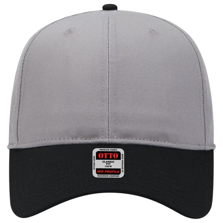 OTTO CAP 6 Panel Mid Profile Baseball Cap OTTO 27-079 Otto Cap 0314 - Blk/Gry OSFM - Adult