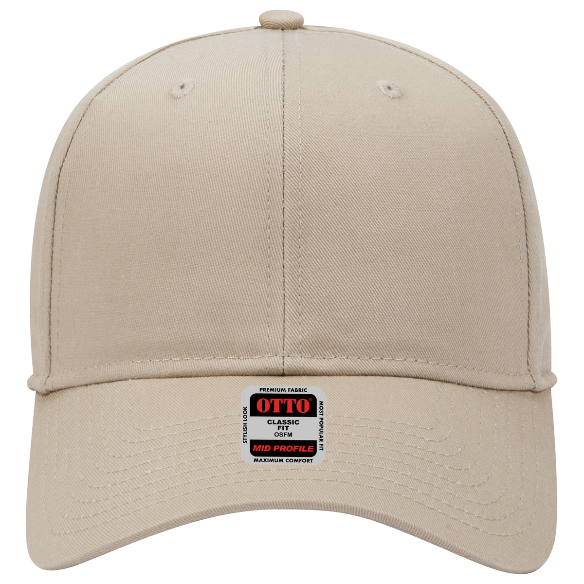 OTTO CAP 6 Panel Mid Profile Baseball Cap OTTO 27-079 Otto Cap 032 - Khaki OSFM - Adult