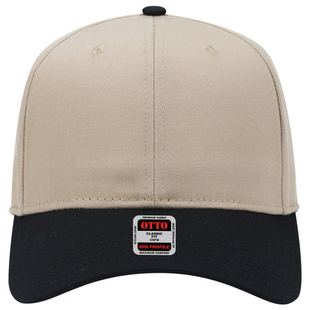 OTTO CAP 6 Panel Mid Profile Baseball Cap OTTO 27-079 Otto Cap 0332 - Blk/Kha OSFM - Adult