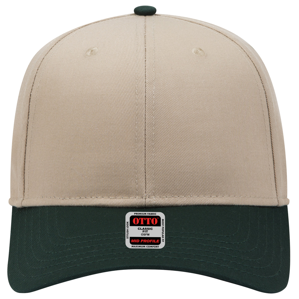 OTTO CAP 6 Panel Mid Profile Baseball Cap OTTO 27-079 Otto Cap 1732 - Dk.Grn/Kha OSFM - Adult