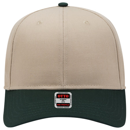 OTTO CAP 6 Panel Mid Profile Baseball Cap OTTO 27-079 Otto Cap 1732 - Dk.Grn/Kha OSFM - Adult